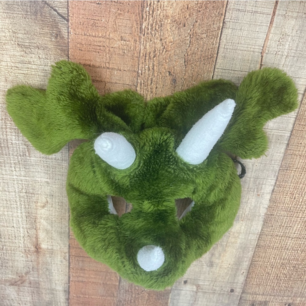 Vintage Anva 1987 Plush Dinosaur Mask Halloween Costume Triceratops Soft